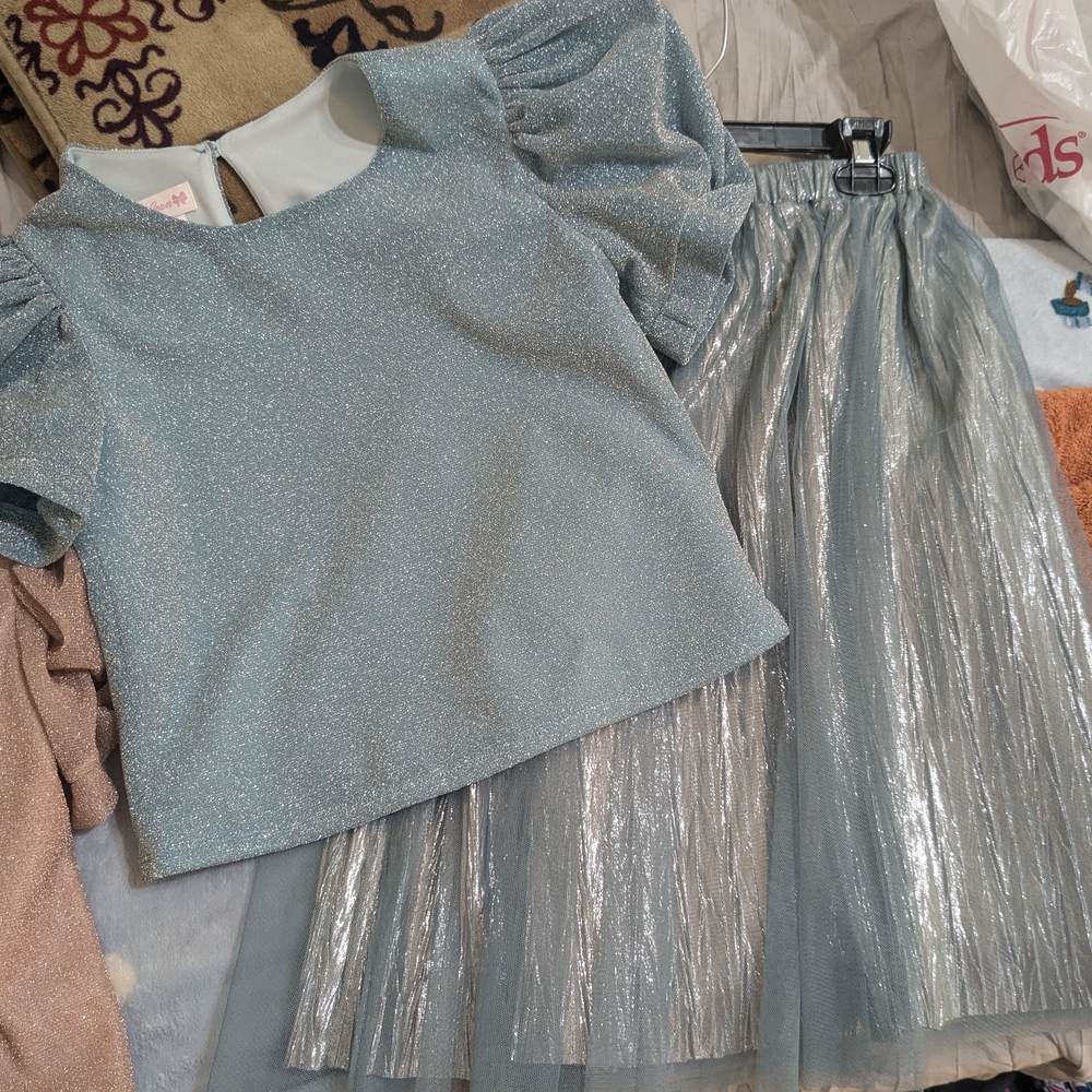 Glittery Blue Two-Piece Set